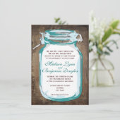 Aquamarin Mason Jar Rustic Country Wedding Einladu Einladung (Stehend Vorderseite)