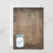 Aquamarin Mason Jar Rustic Country Wedding Einladu Einladung (Rückseite)