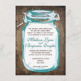 Aquamarin Mason Jar Rustic Country Wedding Einladu Einladung