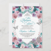 Aquamarin & Mauve Ocean Sunset Tiara Quinceanera Einladung (Vorderseite)