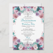 Aquamarin & Mauve Sunset Quinceanera Geburtstag Einladung (Vorderseite)
