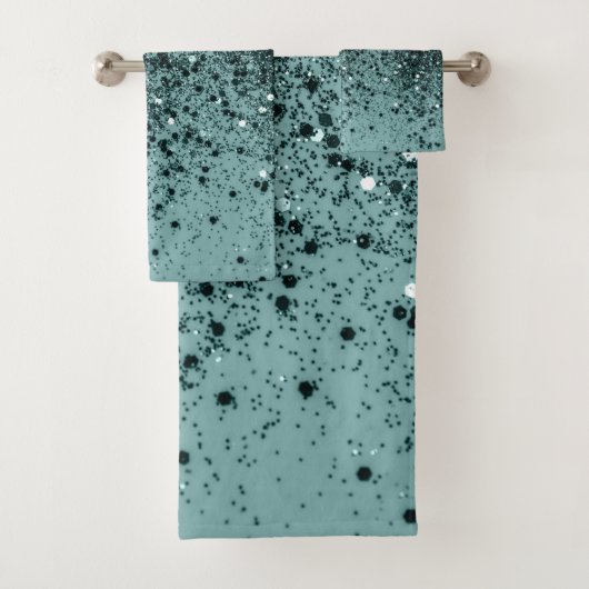 Aquamarin Mermaid Ocean Glitzer #4 (Imitats Glitze Badhandtuch Set (Insitu)