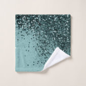 Aquamarin Mermaid Ocean Glitzer #4 (Imitats Glitze Badhandtuch Set (Waschlappen)