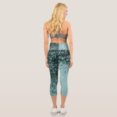 Aquamarin Mermaid Ocean Glitzer #4 (Imitats Glitze Capri Leggings (Rückseite)