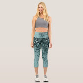 Aquamarin Mermaid Ocean Glitzer #4 (Imitats Glitze Capri Leggings (Vorderseite)