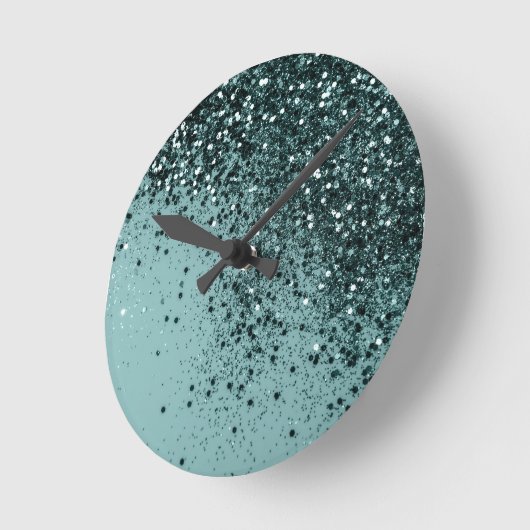 Aquamarin Mermaid Ocean Glitzer #4 (Imitats Glitze Runde Wanduhr (Winkel)