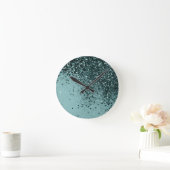 Aquamarin Mermaid Ocean Glitzer #4 (Imitats Glitze Runde Wanduhr (Zuhause)