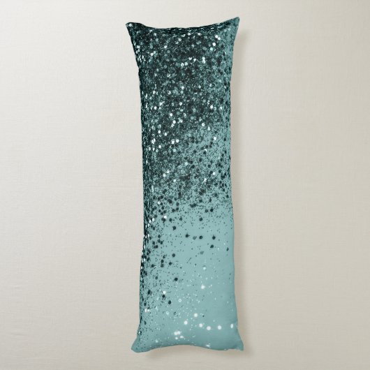 Aquamarin Mermaid Ocean Glitzer #4 (Imitats Glitze Seitenschläferkissen (Rückseite (Vertikal))