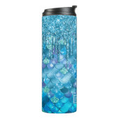 Aquamarin Mermaid Scales Blue Glitzer Tropfen Thermosbecher (Nach links gedreht)