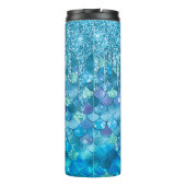 Aquamarin Mermaid Scales Blue Glitzer Tropfen Thermosbecher (Rückseite)