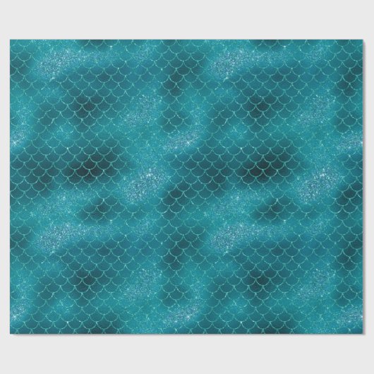 Aquamarin Mermaid Sparkle Geschenkpapier (Flach)