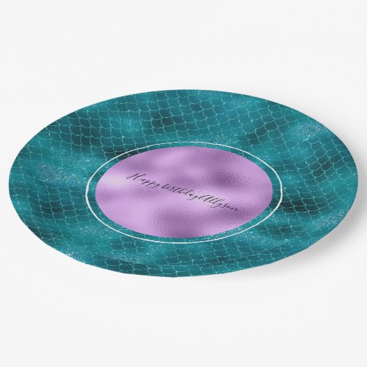 Aquamarin Mermaid Sparkle Pappteller (Schrägansicht)