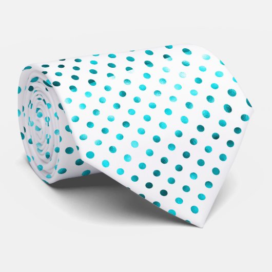 Aquamarin metallisch,polka dot,weiß,gürtel,trendy, krawatte (Gerollt)