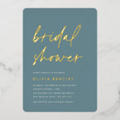 Aquamarin | Minimalistisches Skript-Brautparty Folieneinladung (Vorderseite)