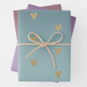 Aquamarin Mint Ombre Gold Glitzer Herz Geschenkpapier Set (Beispiel)