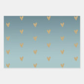 Aquamarin Mint Ombre Gold Glitzer Herz Geschenkpapier Set (Vorderseite)
