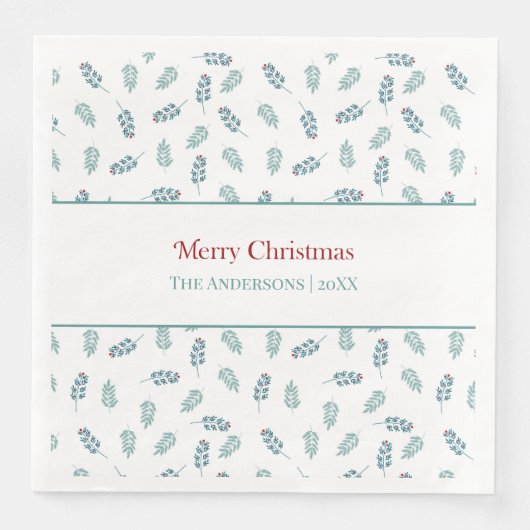 Aquamarin Mistletoe Christmas Serviette (Vorderseite)