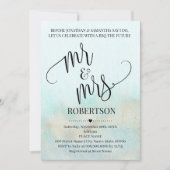 Aquamarin mit Gold bevor ich Mr. & Mrs. Einladung (Vorderseite)