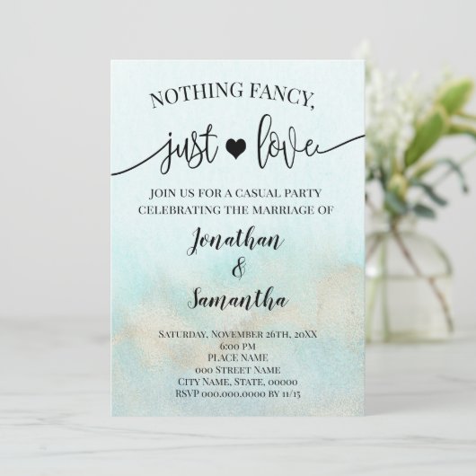 Aquamarin mit Gold Nichts Extravagant nur Liebe Ei Save The Date (Stehend Vorderseite)
