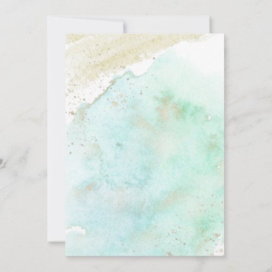 Aquamarin mit Gold Nichts Extravagant nur Liebe Ei Save The Date (Rückseite)