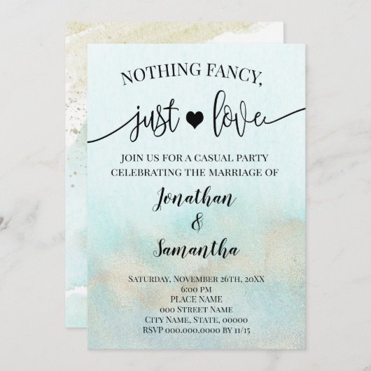 Aquamarin mit Gold Nichts Extravagant nur Liebe Ei Save The Date (Vorne/Hinten)