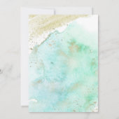 Aquamarin mit Goldblasen und Bourbon-Ozeandusche Einladung (Rückseite)