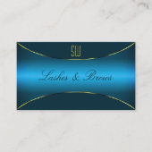 Aquamarin mit goldfarbenem Border und Monogramm mo Visitenkarte (Vorderseite)