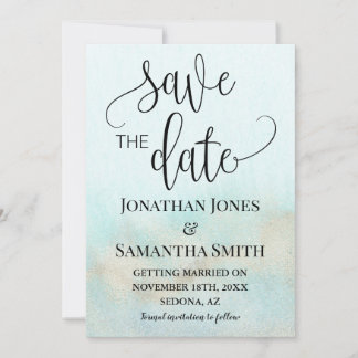 Aquamarin mit Goldmedaillenstrand Save The Date