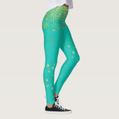 Aquamarin mit Leggings mit Goldakzent (Rechts)