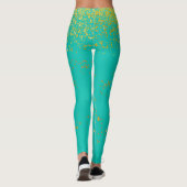 Aquamarin mit Leggings mit Goldakzent (Rückseite)