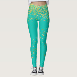 Aquamarin mit Leggings mit Goldakzent