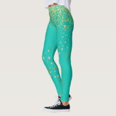 Aquamarin mit Leggings mit Goldakzent (Links)