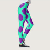 Aquamarin mit Lila Polka Dots! Leggings (Rechts)