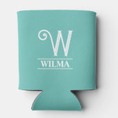 Aquamarin Mit Monogramm Dosenkühler (Rückseite)