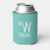 Aquamarin Mit Monogramm Dosenkühler (Kanne Rückseite)