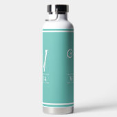 Aquamarin Mit Monogramm Trinkflasche (Rechts)