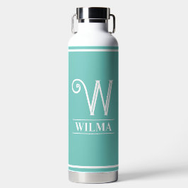 Aquamarin Mit Monogramm Trinkflasche