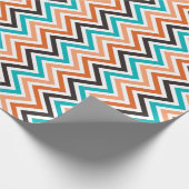Aquamarin mit Orangenfarben, Zickzack Geschenkpapier (Ecke)