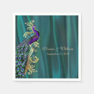 Aquamarin mit Peacock Wedding Paper Napkin Serviette