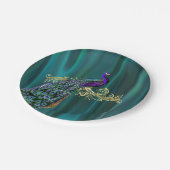 Aquamarin mit Pfau-Wedding Papierplatte Pappteller (Schrägansicht)