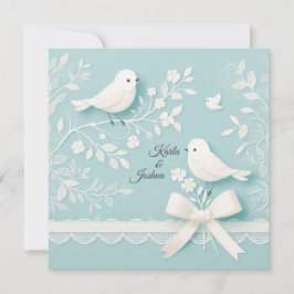 Aquamarin mit romantischer Hochzeit und Vogelhochz Einladung