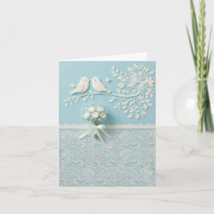 Aquamarin mit romantischer Hochzeit und Vogelhochz Einladung