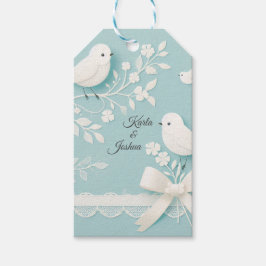 Aquamarin mit romantischer Hochzeit und Vogelhochz Geschenkanhänger