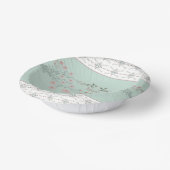 Aquamarin mit rosafarbenen rosafarbenen Blüten Pappteller (Gewinkelt)