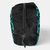 AQUAMARIN MIT SCHWARZEN BLUME WASCHBEUTEL (Rechts)