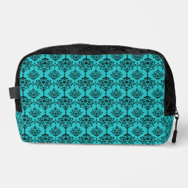 AQUAMARIN MIT SCHWARZEN ORNAMENTALEN DESIGNS WASCHBEUTEL