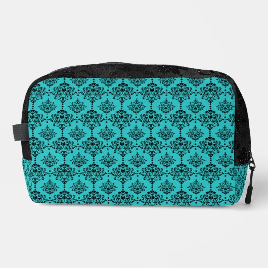 AQUAMARIN MIT SCHWARZEN ORNAMENTALEN DESIGNS WASCHBEUTEL (Vorderseite)