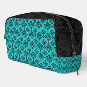 AQUAMARIN MIT SCHWARZEN ORNAMENTALEN DESIGNS WASCHBEUTEL (Rechte Ecke)