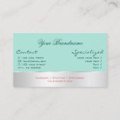 Aquamarin mit Silberdekor und herrlicher Blume der Visitenkarte (Rückseite)