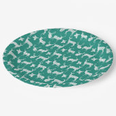 Aquamarin mit Tellern aus Weißem Hirschpapier Pappteller (Schrägansicht)